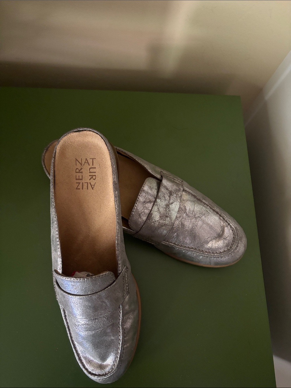 Naturalizer Women's Metallic Silver Slip-On Loafers - Picture 3 of 5